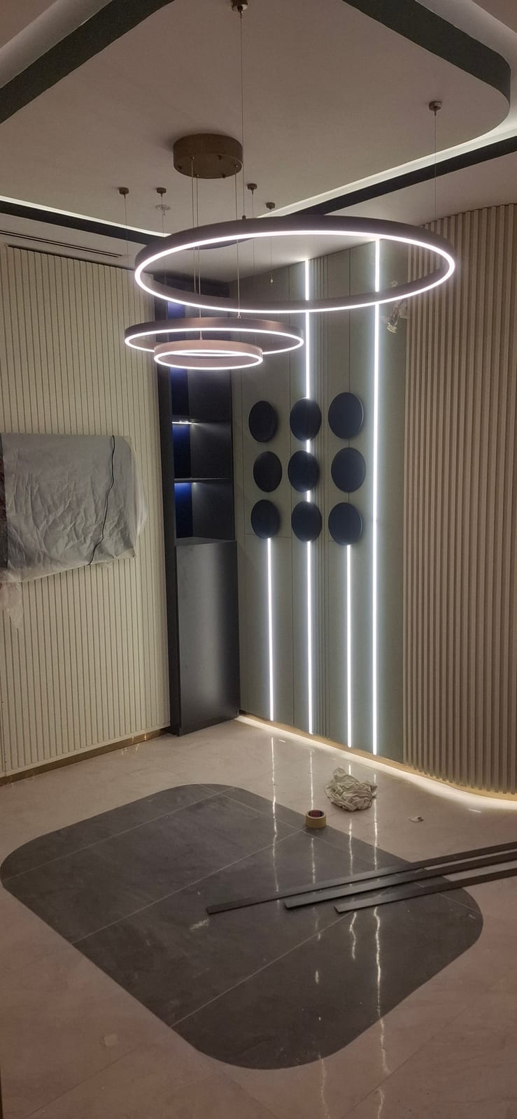Halka armatür ve lineer aydınlatma kurulumu — Klinik resepsiyon, Ankara